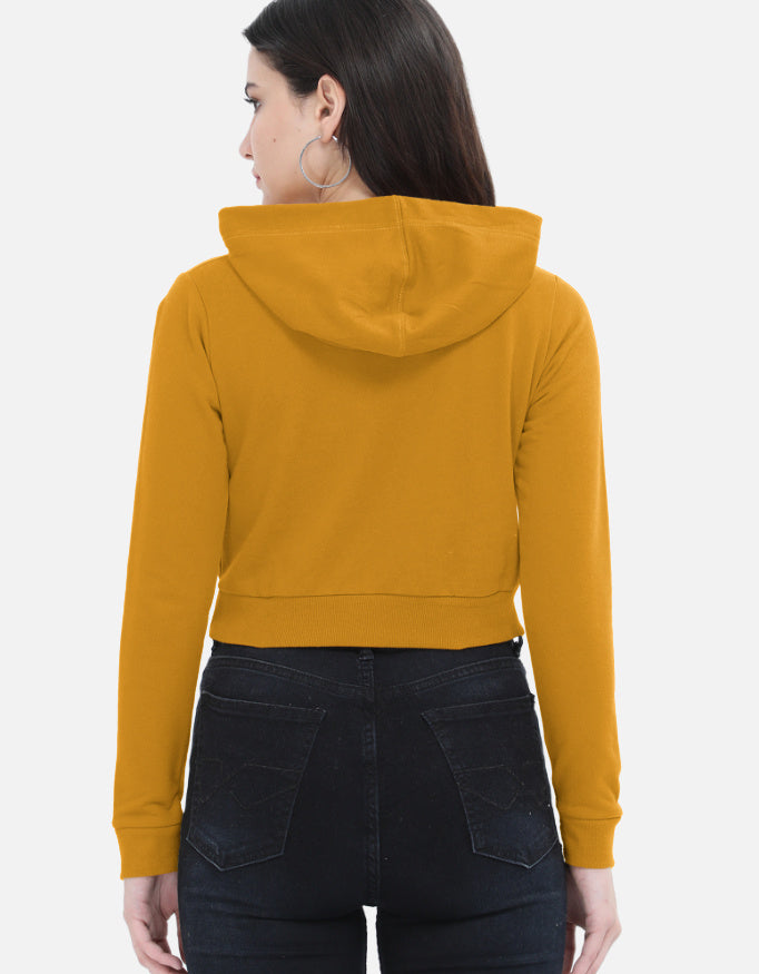 Mustard Yellow Women's Cropped Hoodie