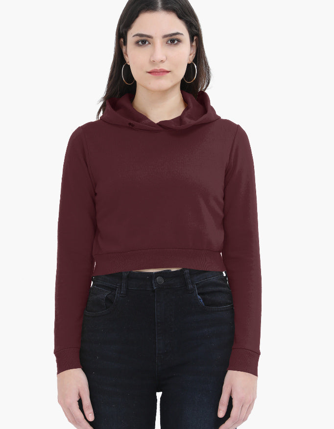 Maroon Women's Cropped Hoodie