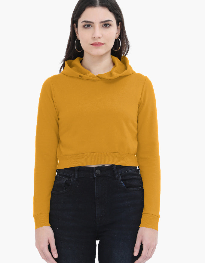 Mustard Yellow Women's Cropped Hoodie