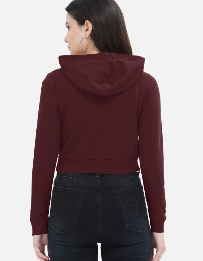 Maroon Women's Cropped Hoodie