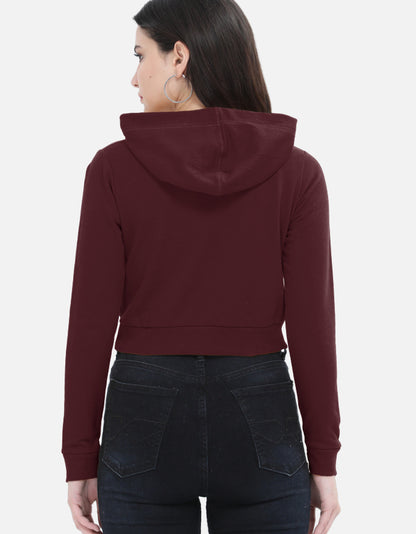 Maroon Women's Cropped Hoodie