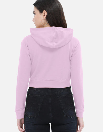 Light Bule Pink Women's Cropped Hoodie